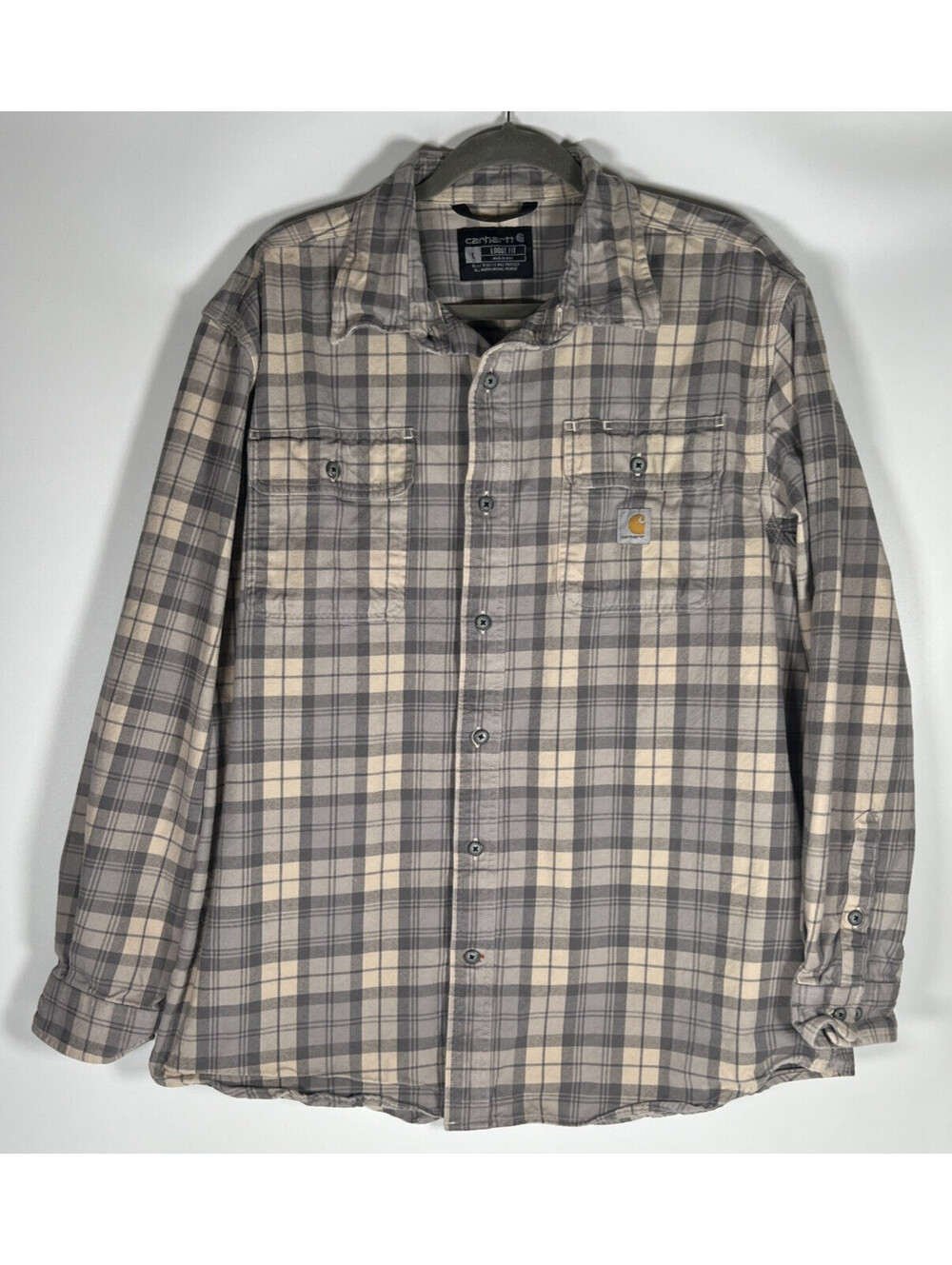 Carhartt Thick Cotton Plaid Flannel-Loose Fit- Men's Large